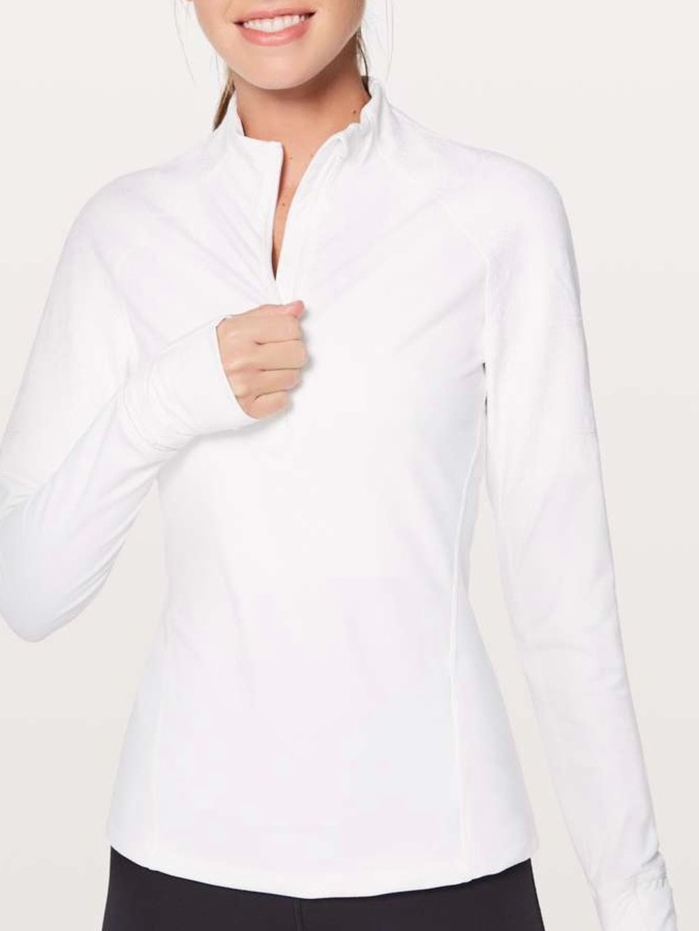Lululemon Toasty Tech 1/2 Zip in White with Floral Embroidery